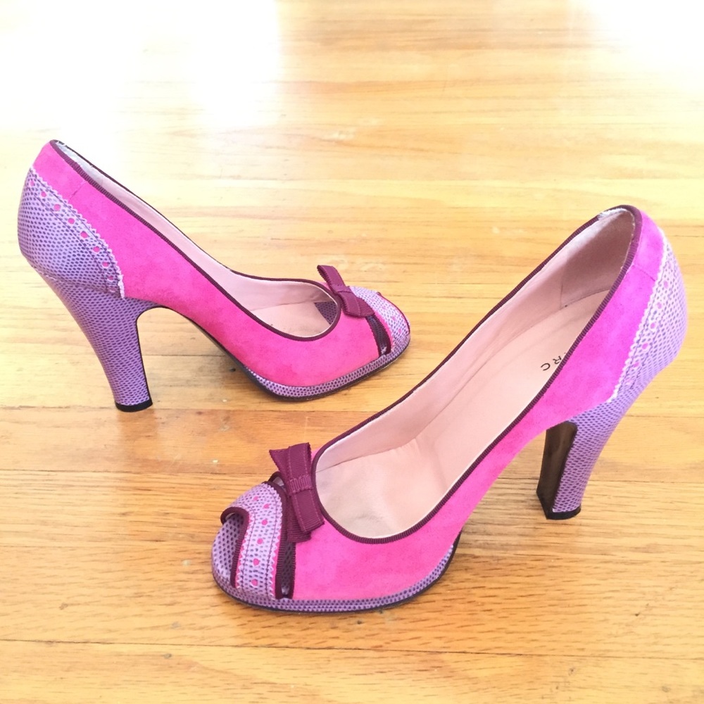 Marc Jacobs Pink Purple Peep Toe Heels Size 8.5